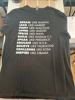 District Black Graphic Tee with White Inspirational Text